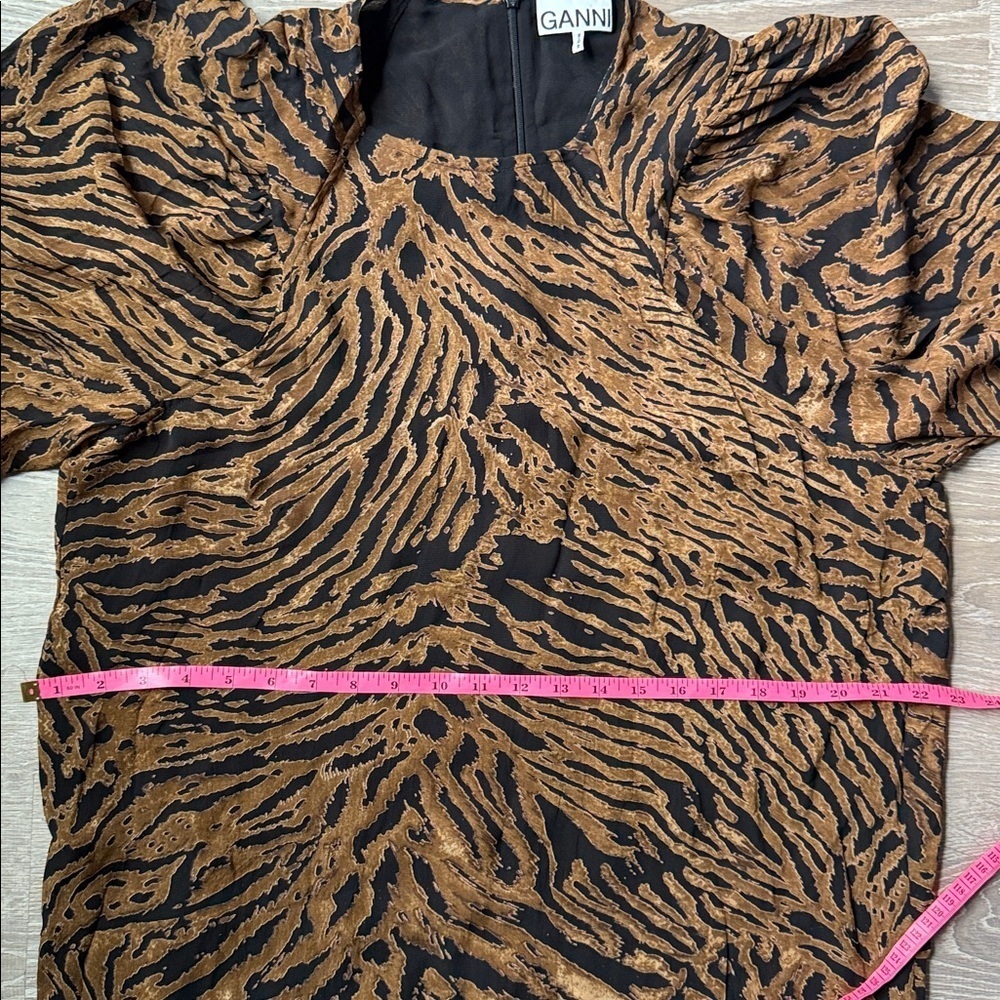 GANNI PRINTED GEORGETTE DRESS TIGER - Picture 13 of 15